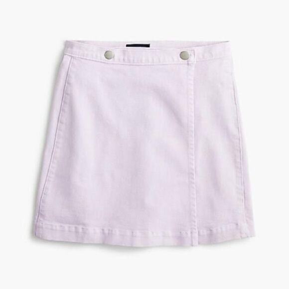 J Crew Jeans Pastel Lavender Denim Wrap Short Mini Skirt Sz 27 / 4 A-Line - Picture 1 of 11